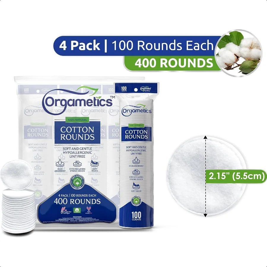 Redondas de algodón 100 Algodón turco natural Desmaquillante premium y almohadillas redondas de limpieza facial Sin pelusa Hipoalergénico y Ul