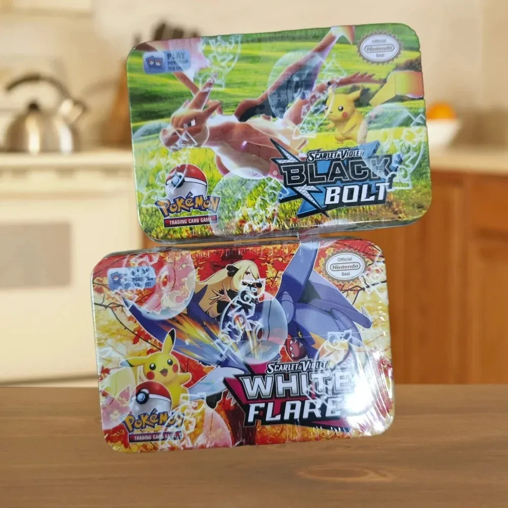 Lo último de 42 Uds./1 caja de tarjetas bancarias de Pokémon, juguete para niños, caja de Metal de hierro, juego de batalla, cartas comerciales, tarjetas de colección, regalos de Pikachu