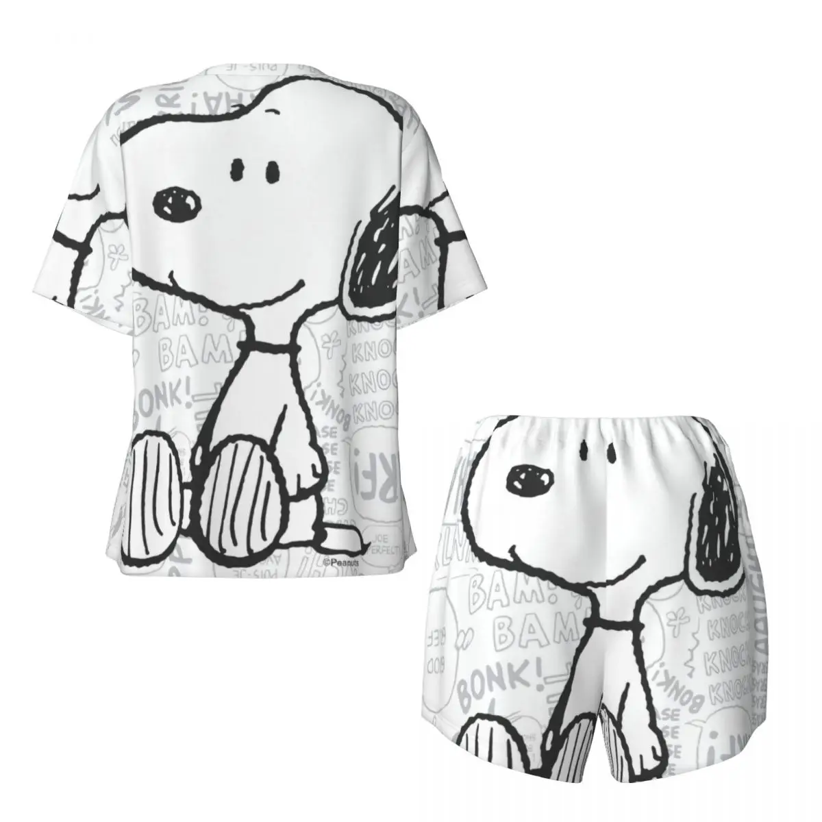 Women Anime Manga Snoopy Woodstock Pajamas Set Custom Print Short Sleeve Sleepwear Loungewear Pjs 2 Piece Sets