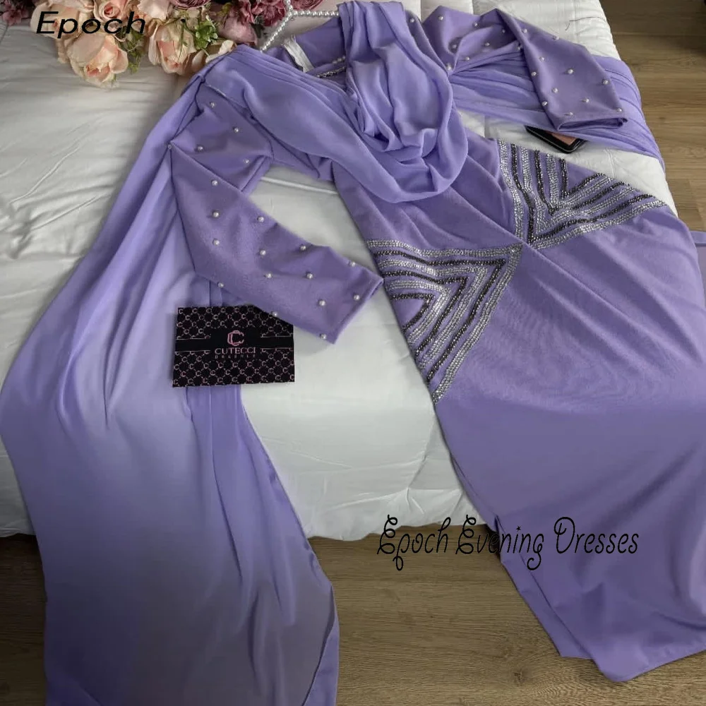 Robe de Rhviolette à paillettes avec long châle pour femmes, robe de soirée Epoch, droite, élégante, col bateau, perles sexy, 2024