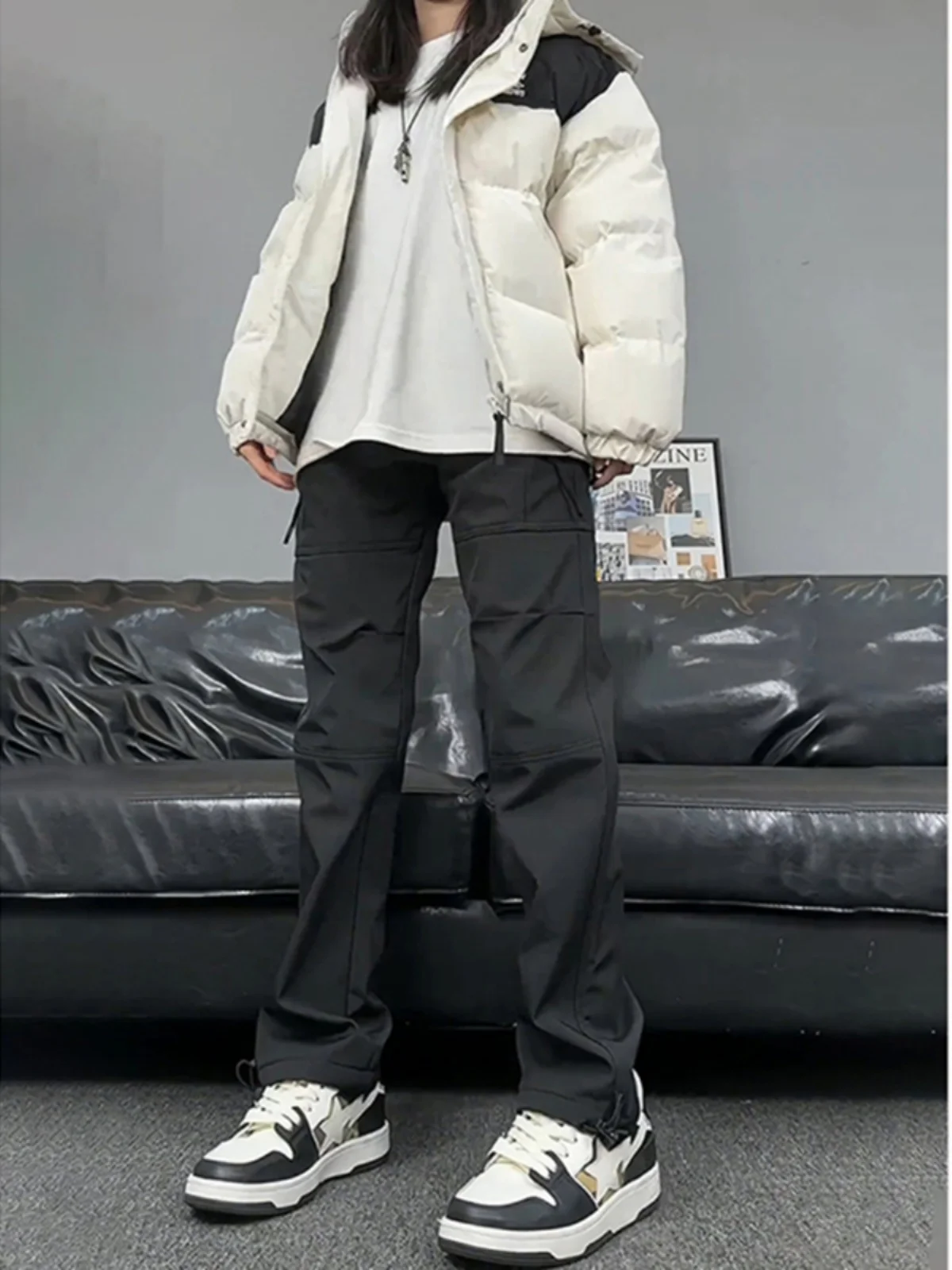 

Мужские рабочие брюки на флисовой подкладке, американские брюки на молнии для альпинизма и катания на лыжах, длинные брюки с высокой талией, модные повседневные брюки