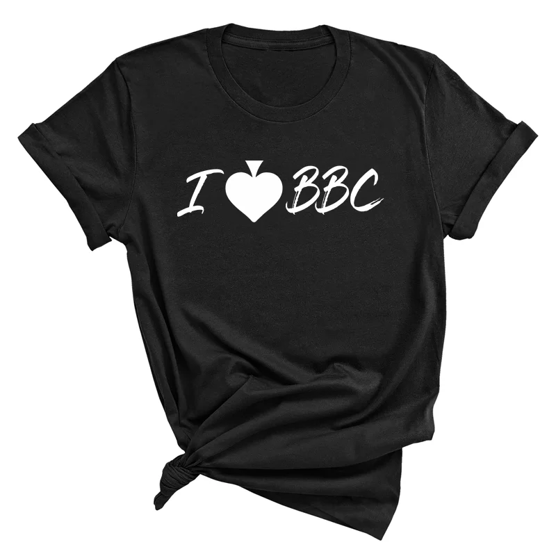 I LOVE BBC Damen- und Herrenhemden, Mädchen-Hot-Sexy-T-Shirt, Baumwoll-T-Shirts für Damen, Übergröße, Sommer-Top, T-Shirt, weiße lustige Hemden