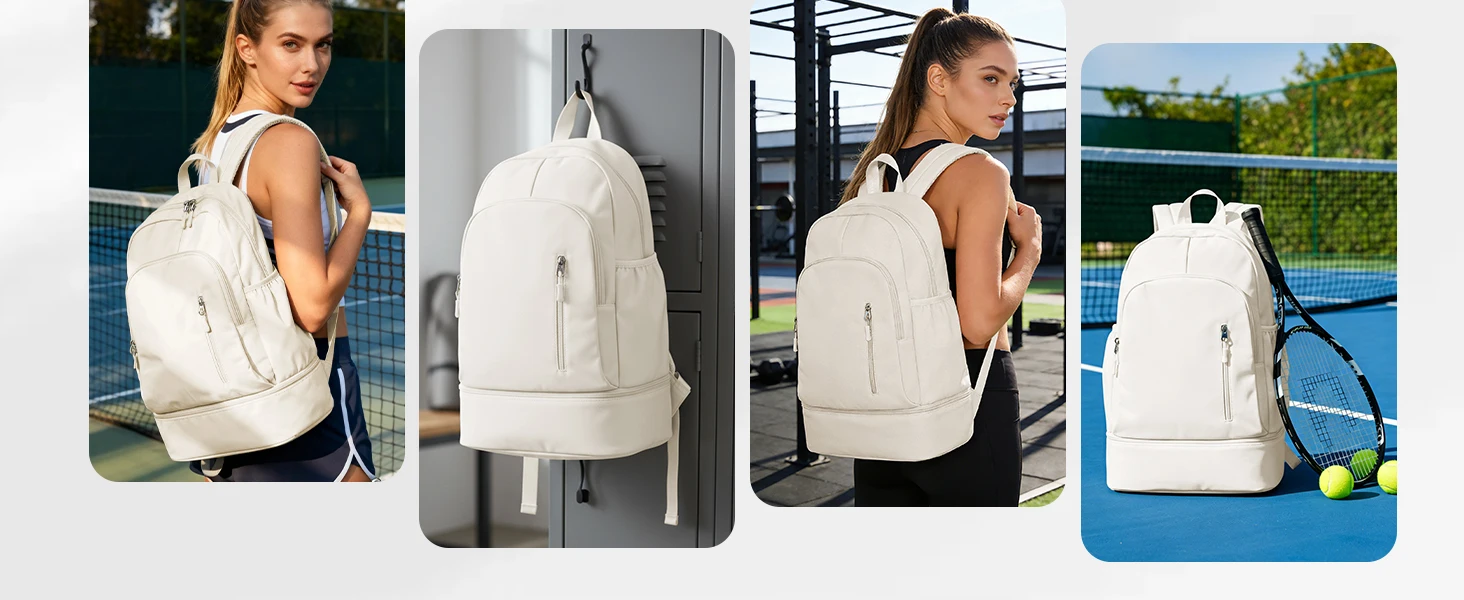 Fitness-Rucksack für Damen, Wasserdichter Sportrucksack mit Schuhfach Lässiger Reiserucksack Trainingstasche für Schwimmen Volleyball – Detail 6