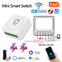16A/20A WiFi Mini Smart Switch DIY Light Switches Wireless Smart Home Work with Tuya/Zigbee Smart Life Homekit Alexa Google Home
