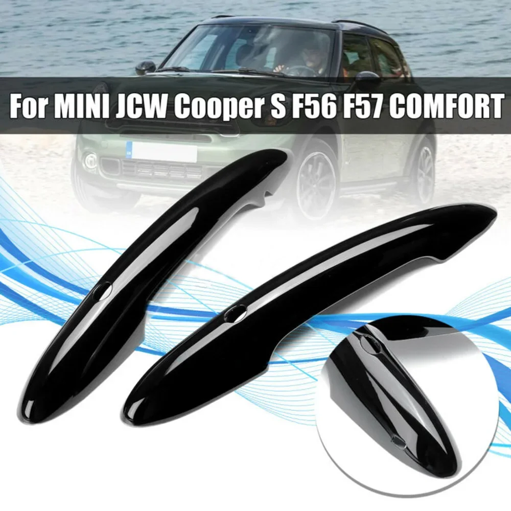 

2pcs Exterior Door Handle Covers Sticker w/ 3 HOLES Keyless Entry Hole For MINI Cooper S JCW F56 F57 Car Accessories