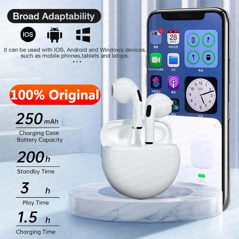 سماعات أذن أبل Airpods Pro 6 TWS Max اللاسلكية سماعات بلوتوث في سماعات الأذن سماعة إلغاء الضوضاء لسماعات أذن iPhone