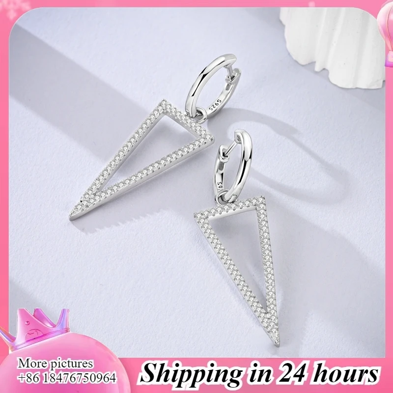 

Regalos de Boda y Aniversario para Mujer: Pendientes de Plata de Ley 925, Gota de Hueso de Serpiente Triangular Brillante