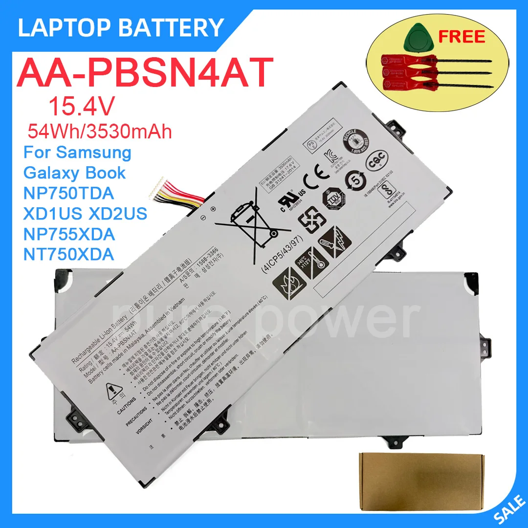 New Laptop Battery AA-PBSN4AT 15.4V 54Wh 3530mAh High Quality For Samsung Galaxy Book NP750TDA XD1US XD2US NP755XDA NT750XDA