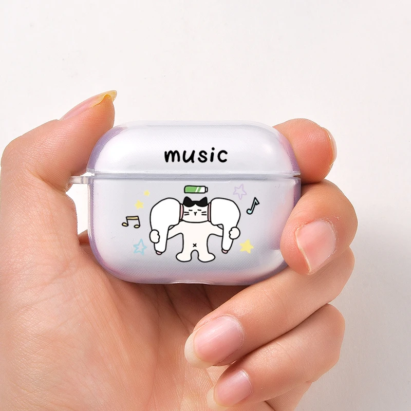 Rock Music Airpods Case for Airpods 4 1 2 3 Pro Pro2 2022 Rock Cat Soft Earphone Air Pods Covers Anime Cartoon Funda Couque