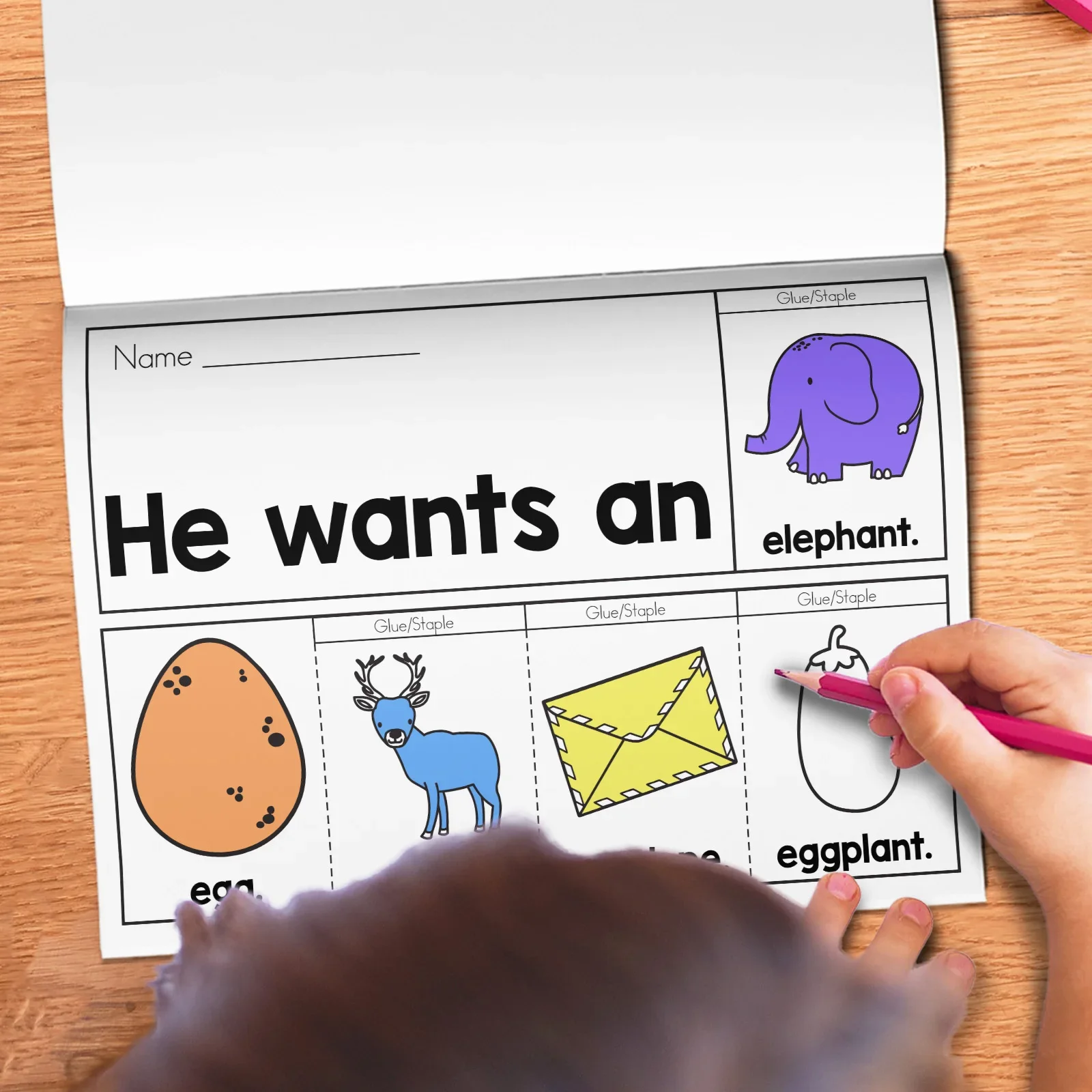 Kids English Word Coloring Workbook, Cute Cartoon Designs, Preschool Educational Activity Book for Fun English Learning view 6