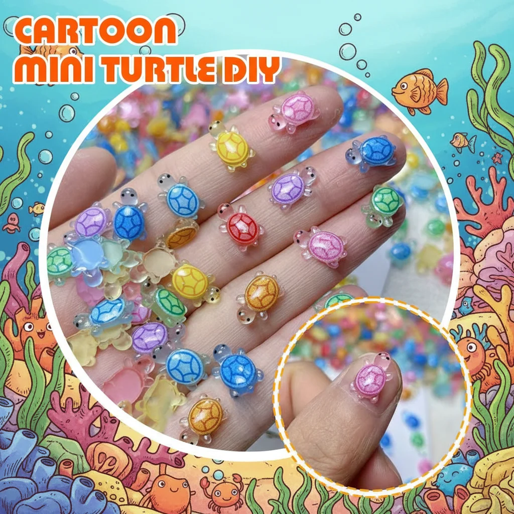 

Миниатюрная светящаяся черепашка, восемь цветов, декоративные бусины, аксессуары для рукоделия, украшения из смолы, ручная работа, DIY декор