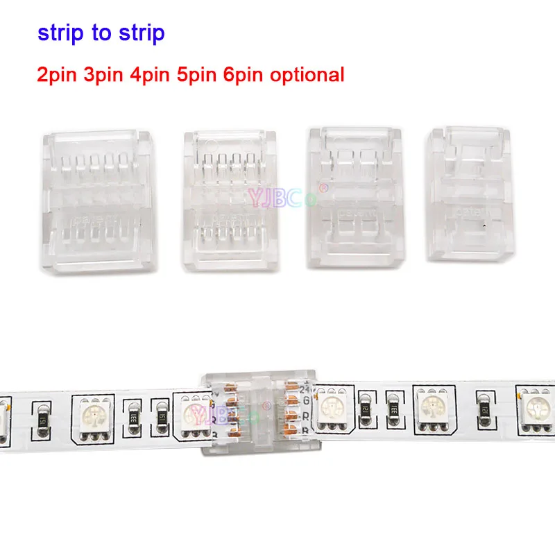 5 pcs 2pin 3pin 4pin 5pin 6pin Transparent Solderless Cover Connector for single color CCT 5050 RGB RGBW RGBCCT SMD LED Strip