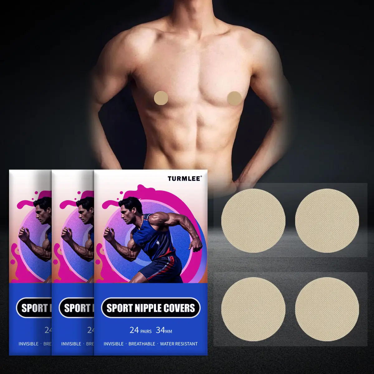 

24Pairs Disposable Waterproof Running Nipple Covers For Men Breathable Invisible Sport Nipples Sticker Professional Chest Patch