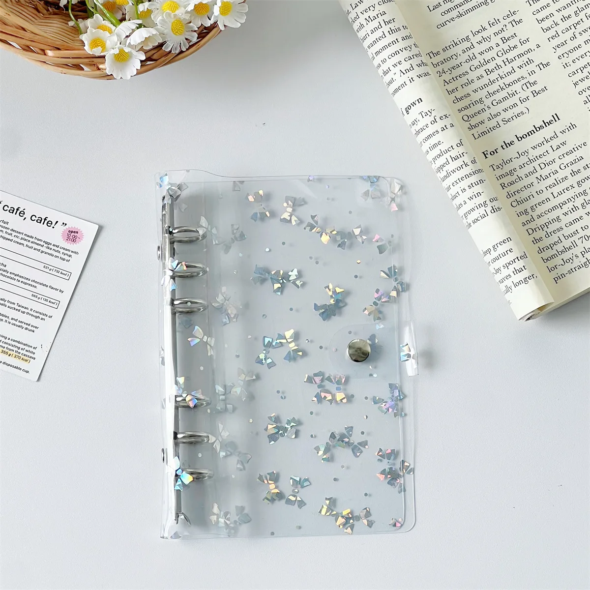 A6  dazzlin Soft PVC Notebook Binder, Refillable Paper PVC Binder, Clear Soft PVC Notebook Cover, Loose Leaf Personal Planner