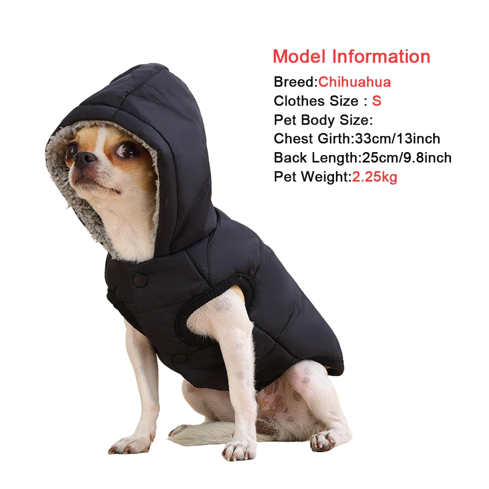 Winterhundekleidung, warme Fleece-Hundekapuzenjacke, wasserdichtes Haustierkleidung, Welpen-Hoodie-Outfit für kleine und mittelgroße Hunde, Chihuahua – Detail 1