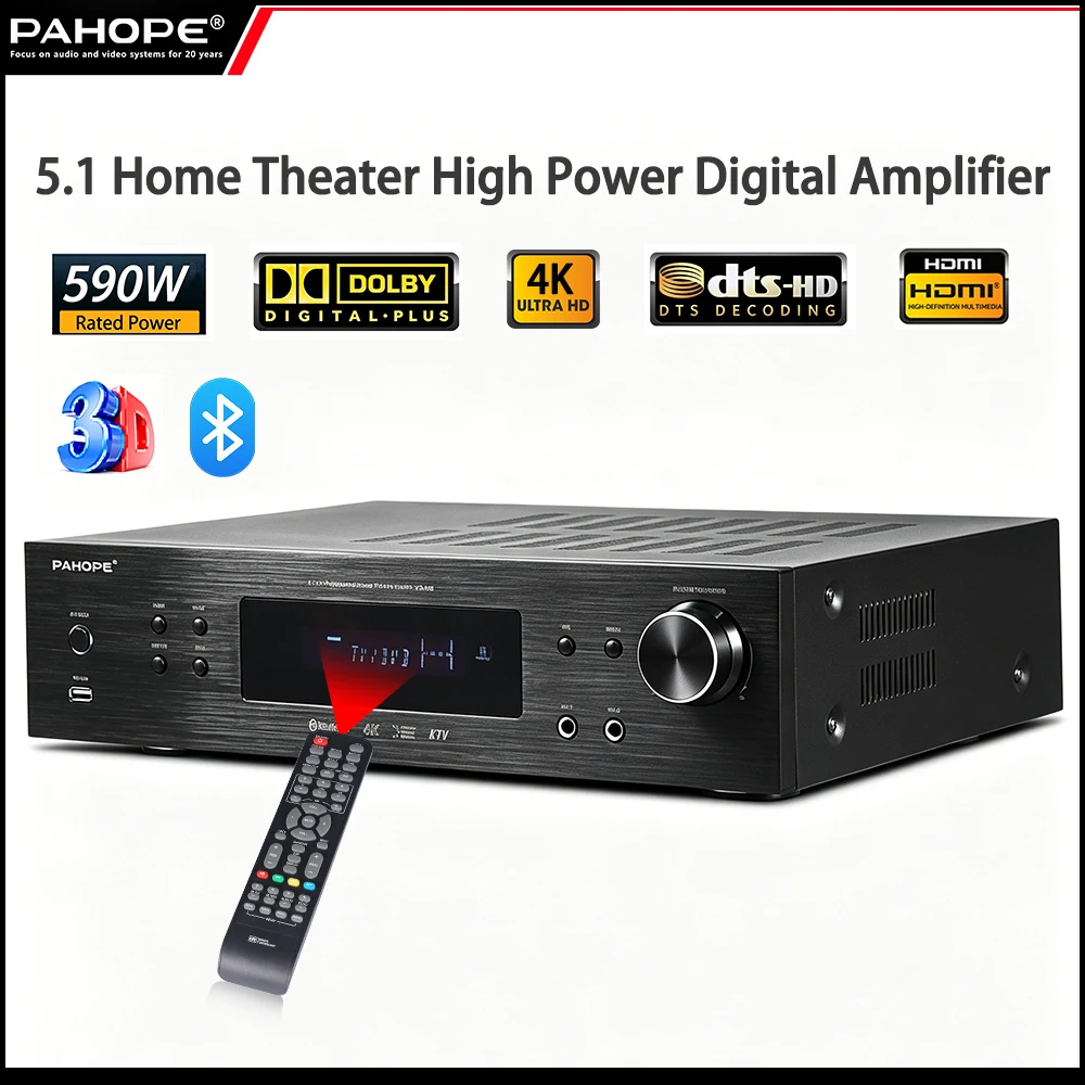 5.1channel home theater power amplifier - Digital signal processing supports 4K/3D, TB, professional audio amplifier - Audio pr