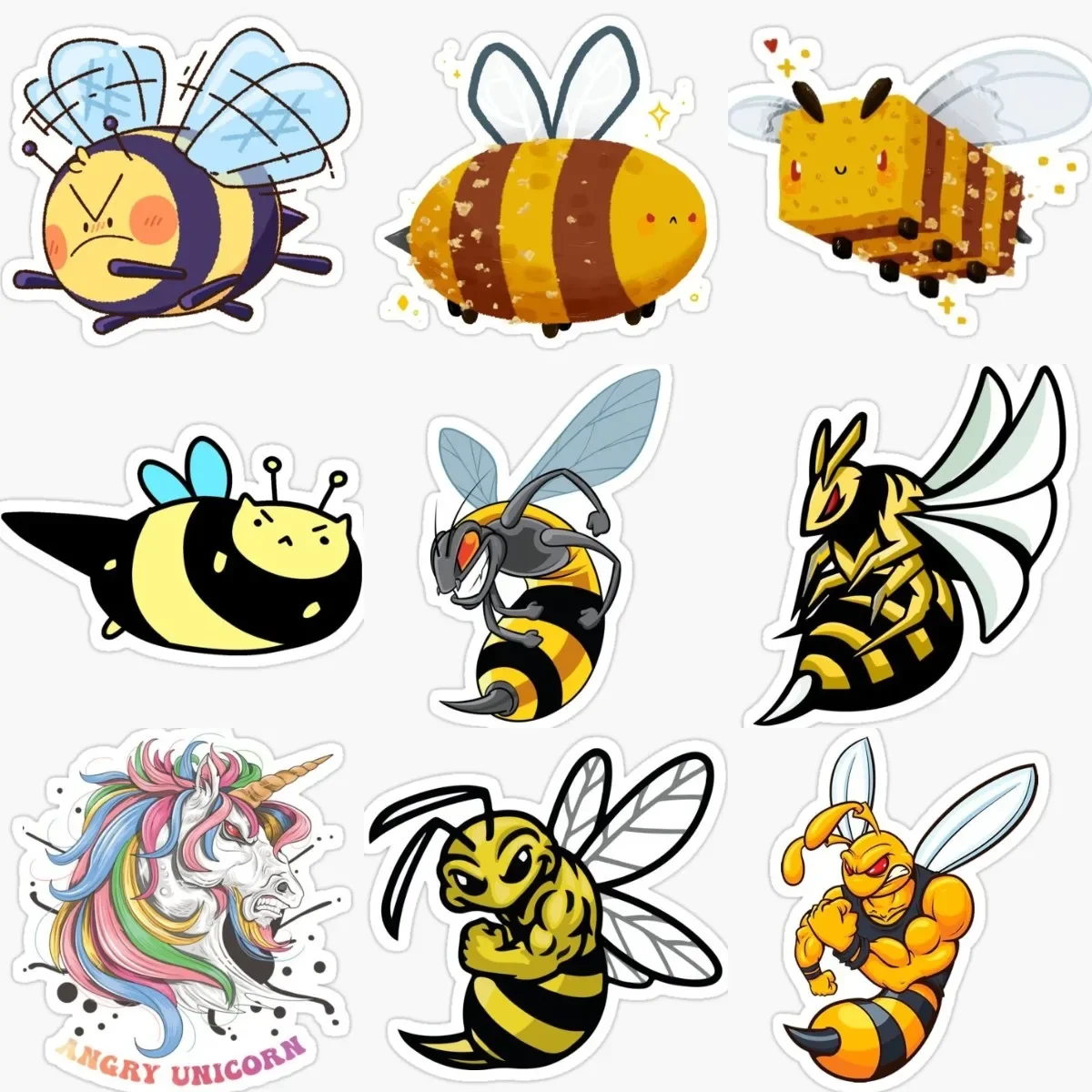 

Creative Ferocious Angry Bee Sticker Motorcycle Waterproof Laptop Window Truck Class Bicycle Wall Van Camper Door Room PVC Decal