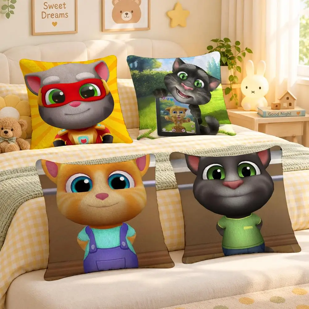 Cartoon Talking Tom Mobile Cushion Cover Personalized Soft Plush Pillow Living Room Home Sofa Bedroom Office Car Cushion