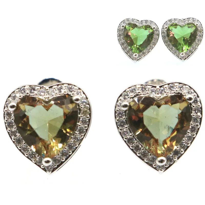 

11x11mm Lovely Cute Heart Shape Zultanite Color Changing Alexandrite Topaz CZ Women Gift Silver Earrings