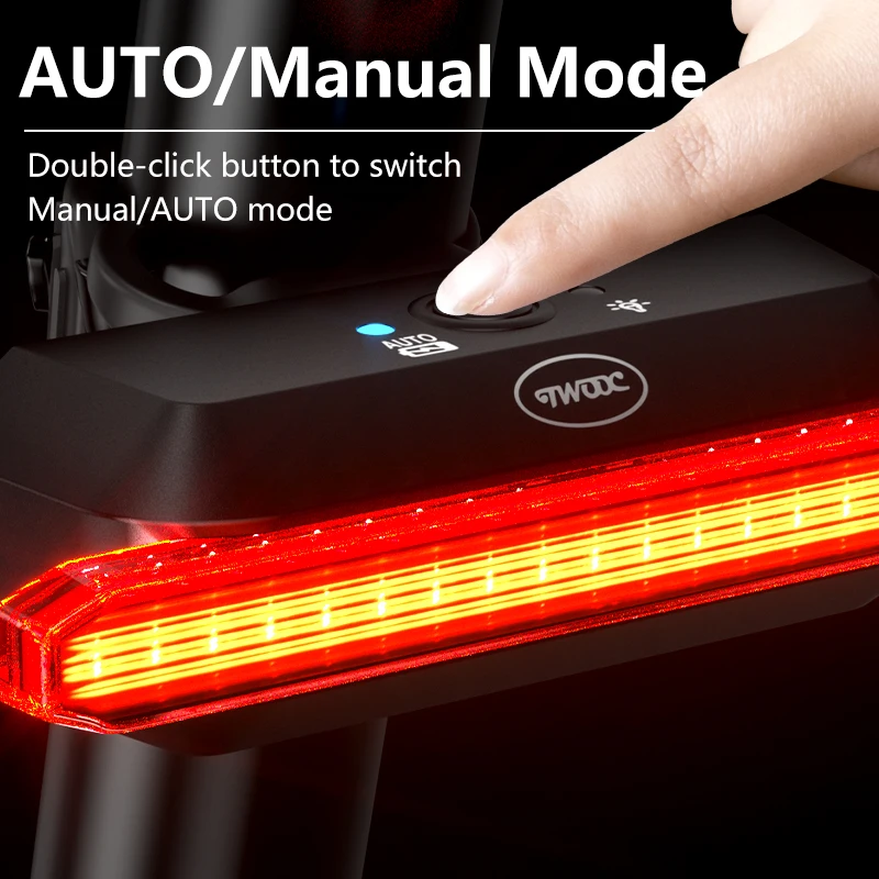 الفرامل الذكية الذيل ضوء للدراجات ، USB الشحن ، وهج ، تحذير ، الدراجة الجبلية ، الطريق الدراجة ، دراجة الملحقات