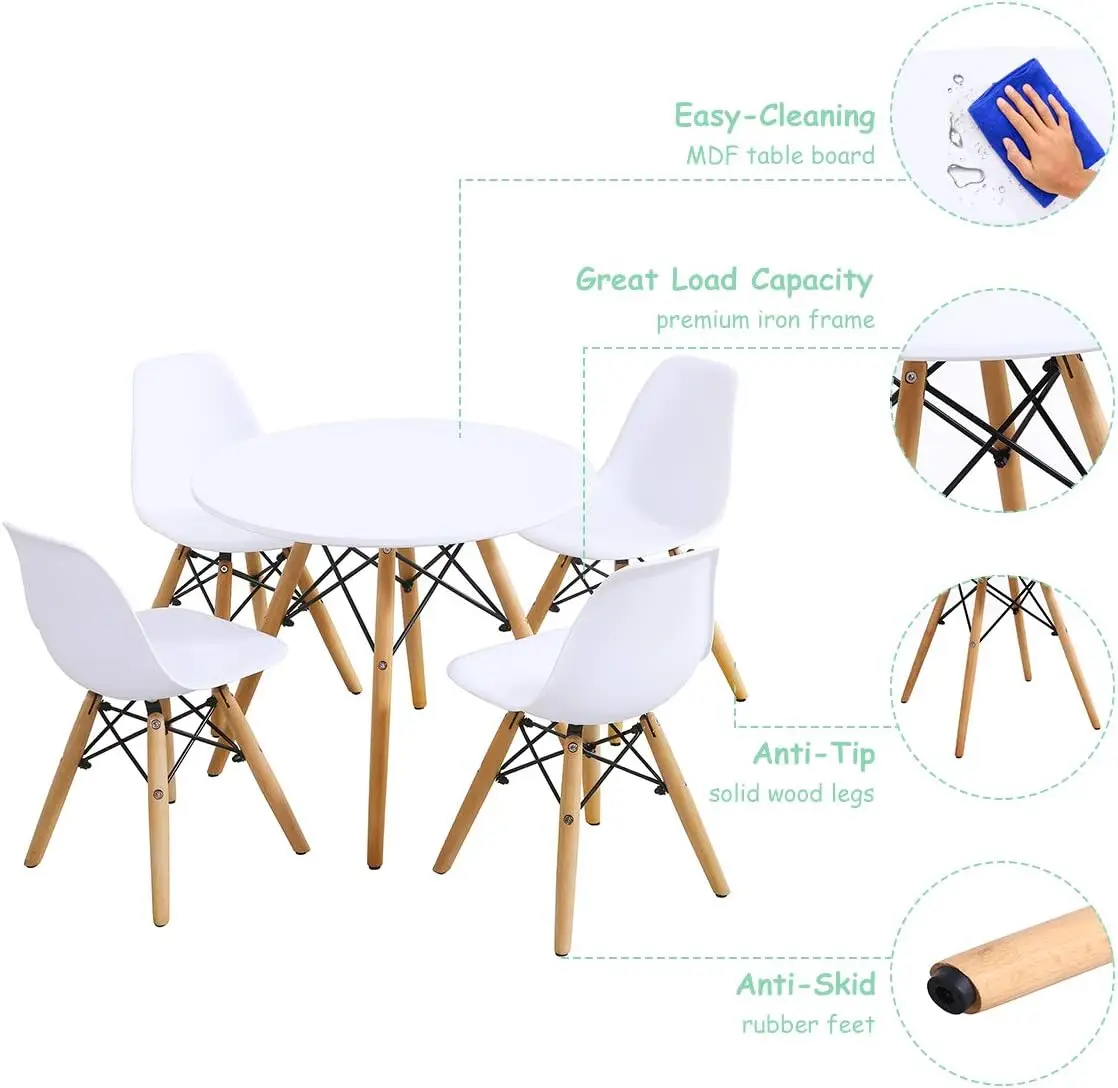 Kinder Tafel En Stoel Set, Kinderen Midden-Eeuw Moderne Stijl Tafelset Voor Peuter Kinderen, Kinderen Eettafel En Stoel Set,