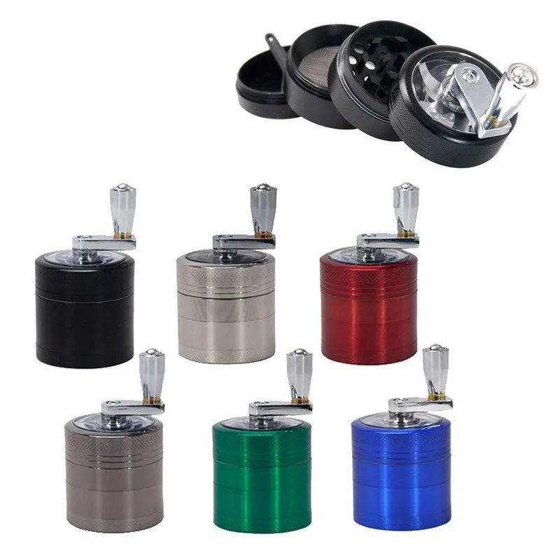New 4-layer Tobacco Grinder 40MM Manual Metal Zinc Alloy Herb Mill Spice Crusher Smoke Grinder Crusher Hand Crank Miller