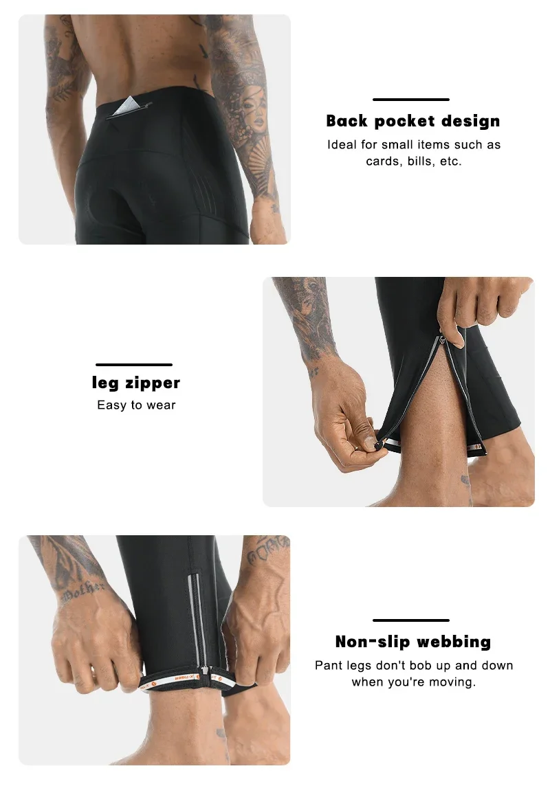 X-TIGER Männer Fahrrad hose 5d Gel gepolsterte Radhose Leggings Outdoor Reiten Mountain Road Fahrrad hose zwei Seiten bein Reiß verschlüsse – Detail 13
