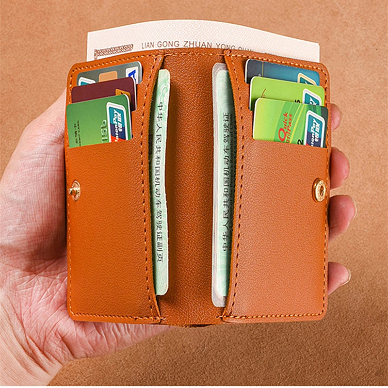 

PVC Folding Snap Buckle Card Wallet Multi-card Driver's License Storage Holder Unisex Anti-degaussing Mini Credit Card Case