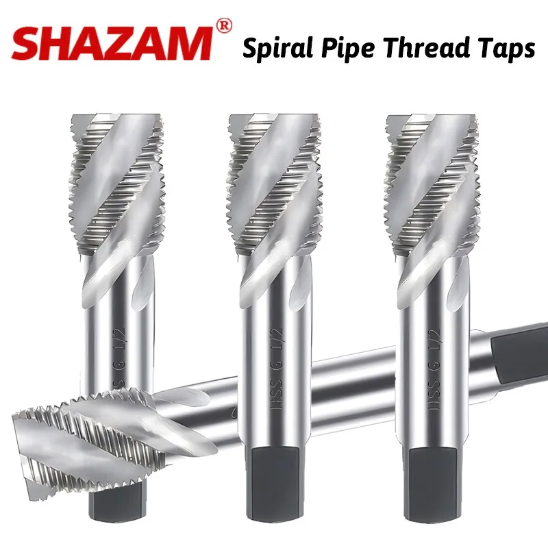 SHAZAM High-Speed Steel Spiral Pipe Thread Taps G/ZG/NPT/RC1/8 1/4 3/8 1/2 3/4 G1 Inch/American Pipe Taping