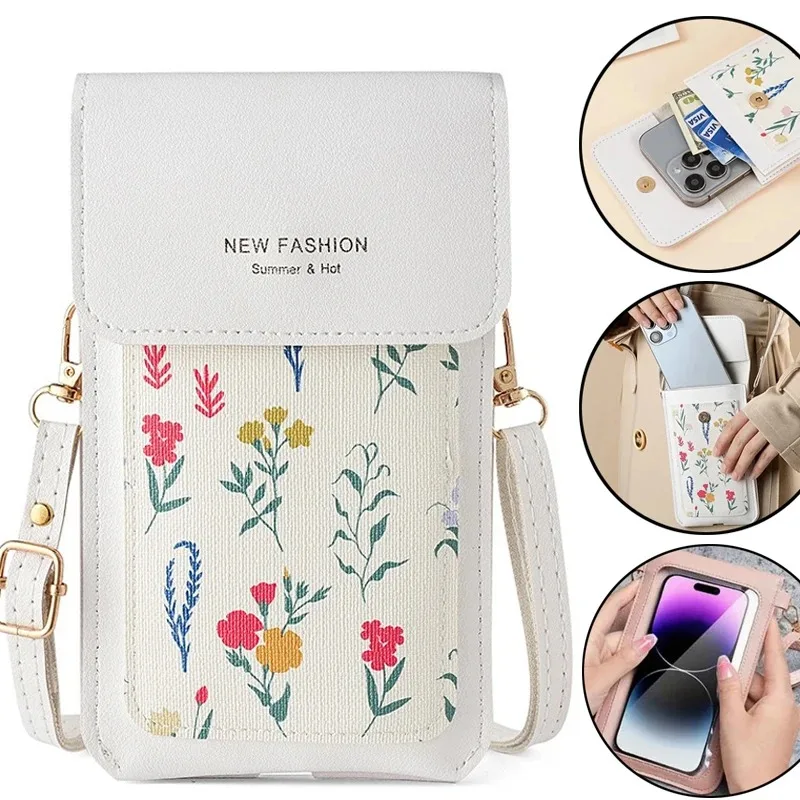 

1-4PCS Touchable Women Crossbody Cell Phone Bag Mini Handbag Daily Versatile Wallet Sweet Shoulder Purse for Ladies