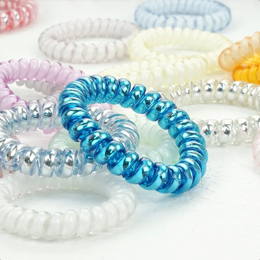 Lazos para el cabello en espiral, paquete de 40 sin arrugas, multicolor, impermeable, cable para teléfono, bobinas para el cabello, lazos elásticos para el cabello, accesorios para el cabello para mujeres y niñas