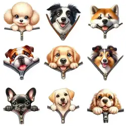 8cm Pocket Zipper Dog Animal Iron On Heat Transfer Sticker For Clothes DTF Pinted Vinyl Thermal Appliques Washable T-Shirt Decal