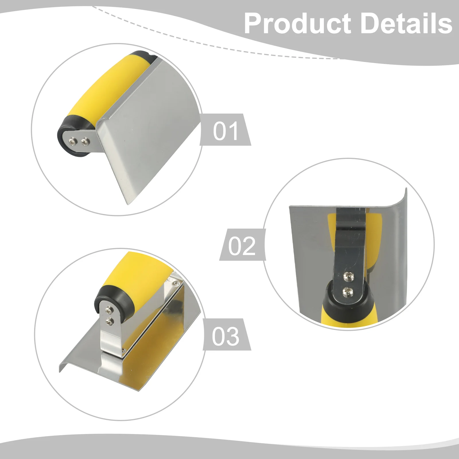 Stainless Steel Cement Plastering Trowel Tool with Curved Ends and Radiused Edge Designed for Smooth Concrete Finishing