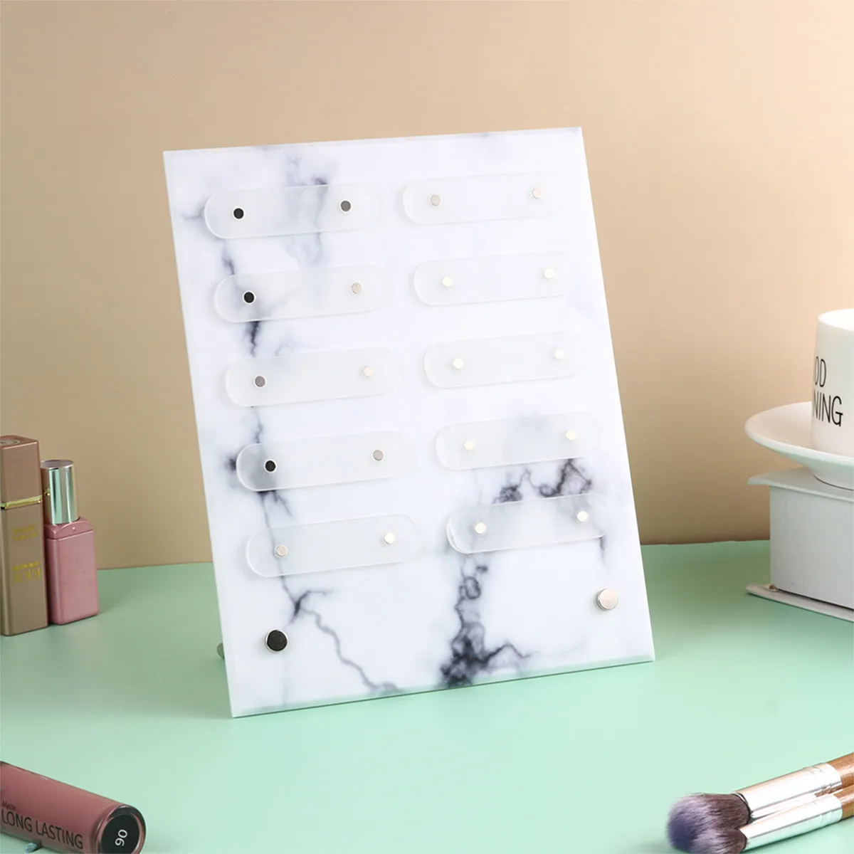 

Marble Pattern Nail Sample Display Stand Detachable False Nails Art Holder Portable Practice Board for Salon Manicure Tool