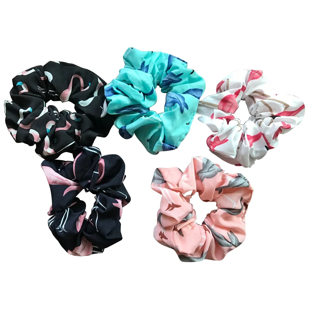 

5 Pcs Stretchy Ponytail Holder Hair Ribbons Women Tie Elastic Miss Satin Fabric Rope Bands