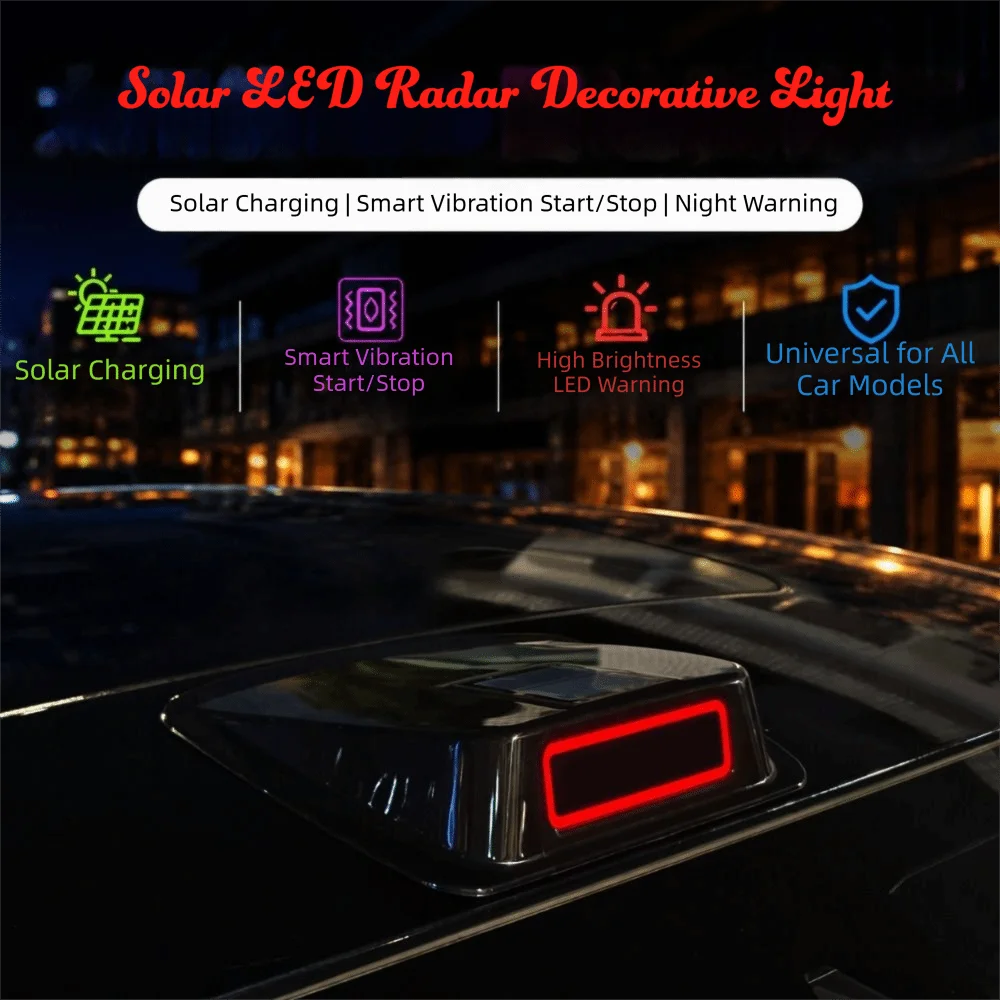 Energy-saving Solar Charging Structure Solar Powered Car Light Gentle Flickering Glow Smooth Outer Casing Auto Decorative Light