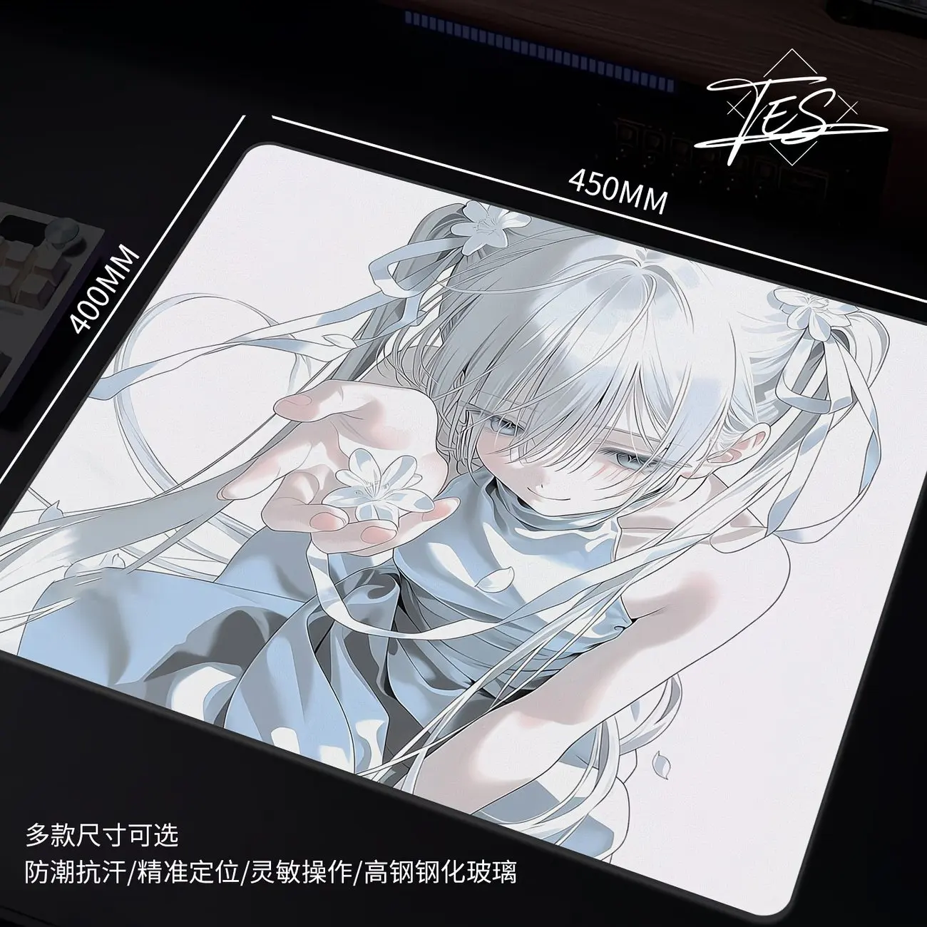 Anime Girl YUME Skypad Upgrade Glass Gaming Mouse Pad Smooth Frosted Tempered Hard Desk Mat FPS Office Customizable Accessories