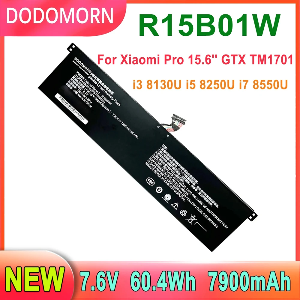 DODOMORN R15B01W Laptop Battery For Xiaomi Pro 15.6'' GTX TM1701 i3 8130U i5 8250U i7 8550U Notebook TM1701 171501-AF 181501-AB