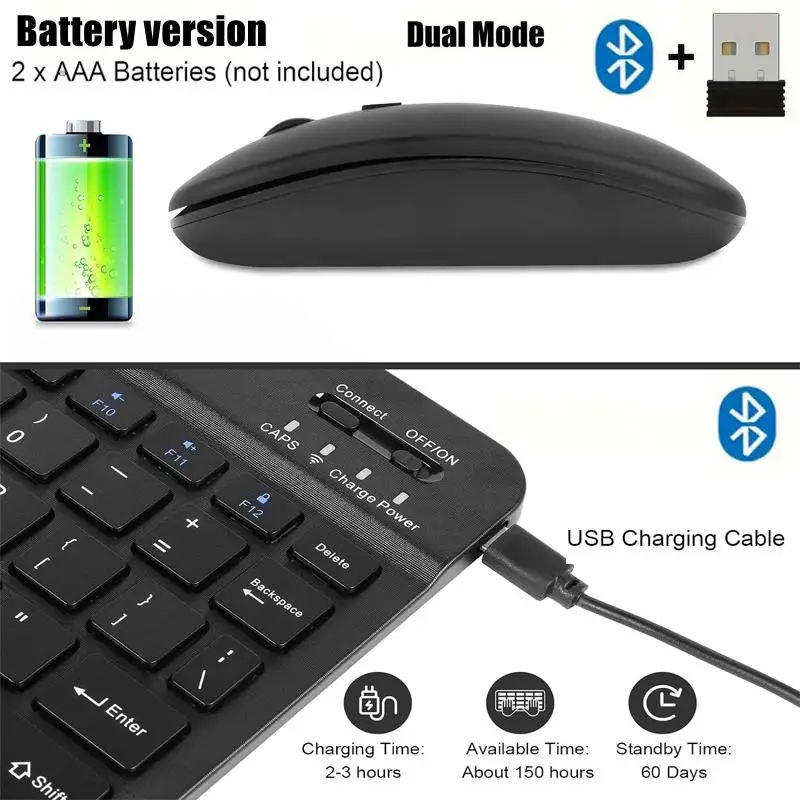 Mini Wireless Keyboard Bluetooth-compatible Keyboard For ipad iPhone Tablet Portable Keyboard and Mouse For Android iOS Windows