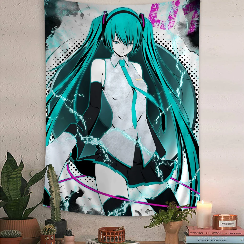 H-Hatsunes M-MikU Hanging Bohemian Tapestry Hanging Tarot Hippie Wall Rugs Dorm Japanese Tapestry