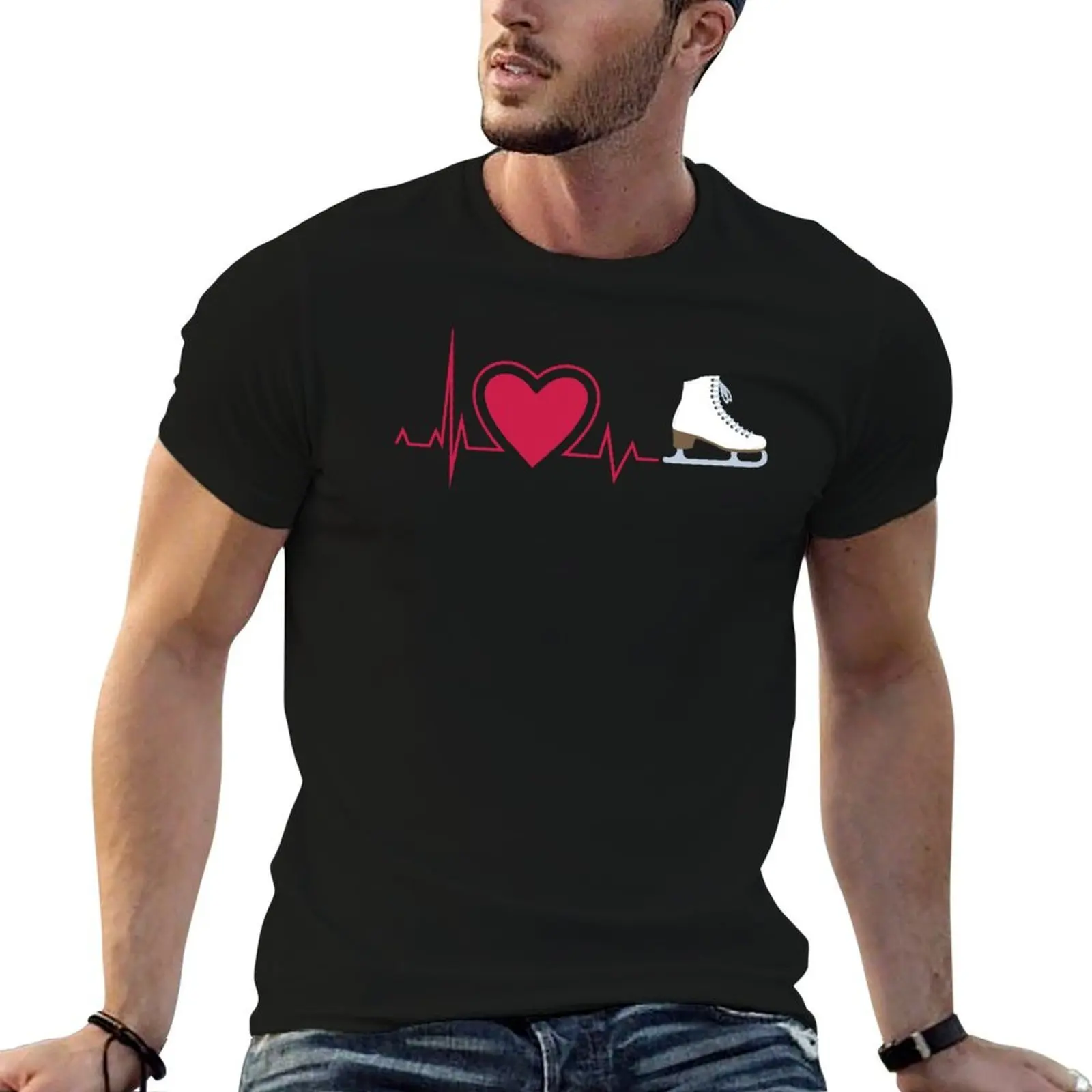 

Heartbeat Of A Figure Skater T-Shirt t shirts for man graphic vintage t shirt man cotton T-Shirt