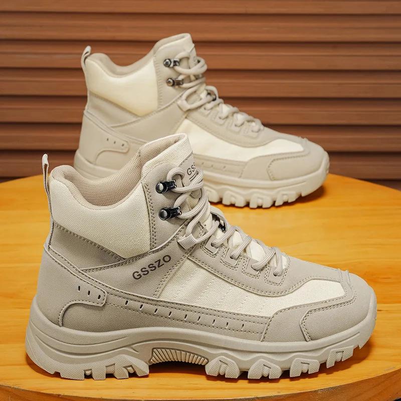 Men's Tactical Boots Outdoor Hiking High Top Thick Soled Large Size Comfortable Sports Workwear Shoes
