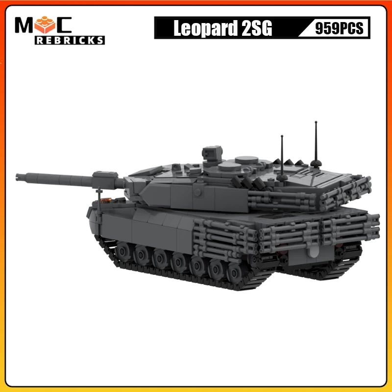 WW II Military Army Equipment Leopard 2SG Main Battle Tank Vehicle Building Block Weapons Model Bricks Weapons Kids Creative Toy