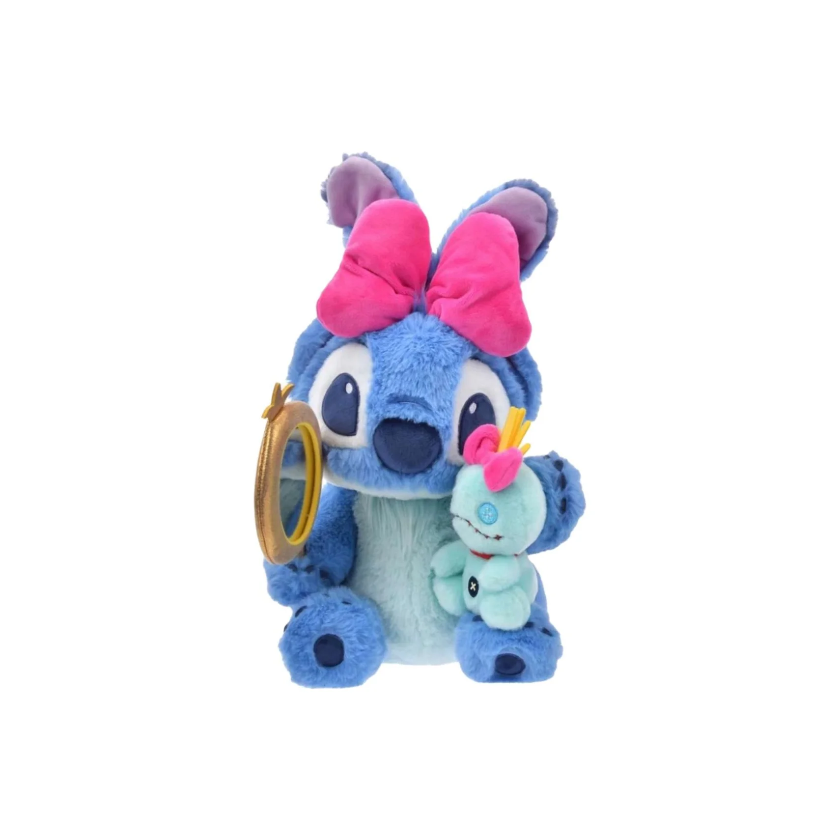 Disney Stitch Bowknot Hold The Little Gold Mirror Dolls Plush Doll Small High Tokyo Disney 4550586054394
