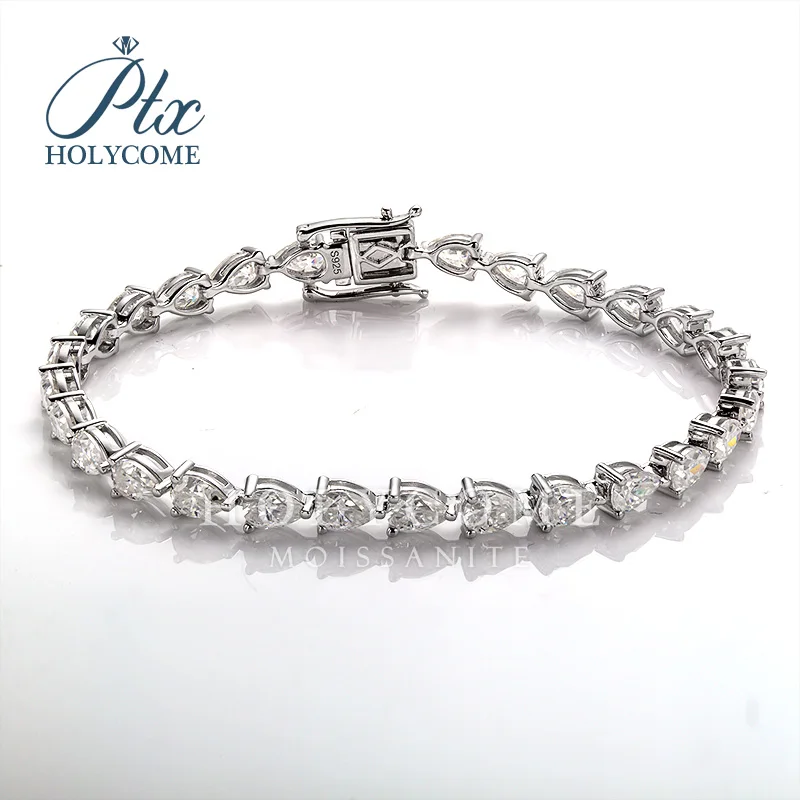 

Holycome Jewelry GRA 4X6mm 925 Silver Plated White Gold Bracelet VVS1 Pear Cut Free Shipping Jewelry lover Fashion Jewelry