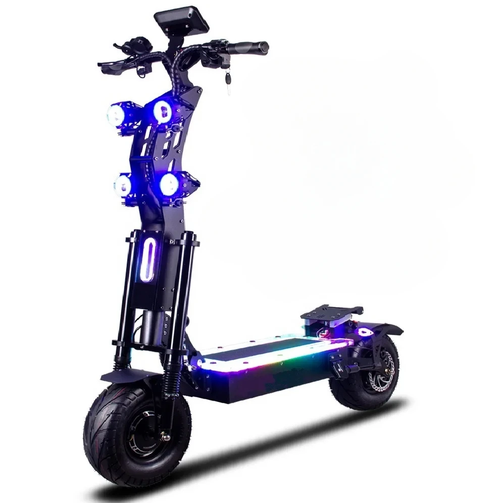 14 Inch 72V 10000w Adult Off-Road Electric Scooter With Acrylic LED Panel Large Long Distance Electric Scooter