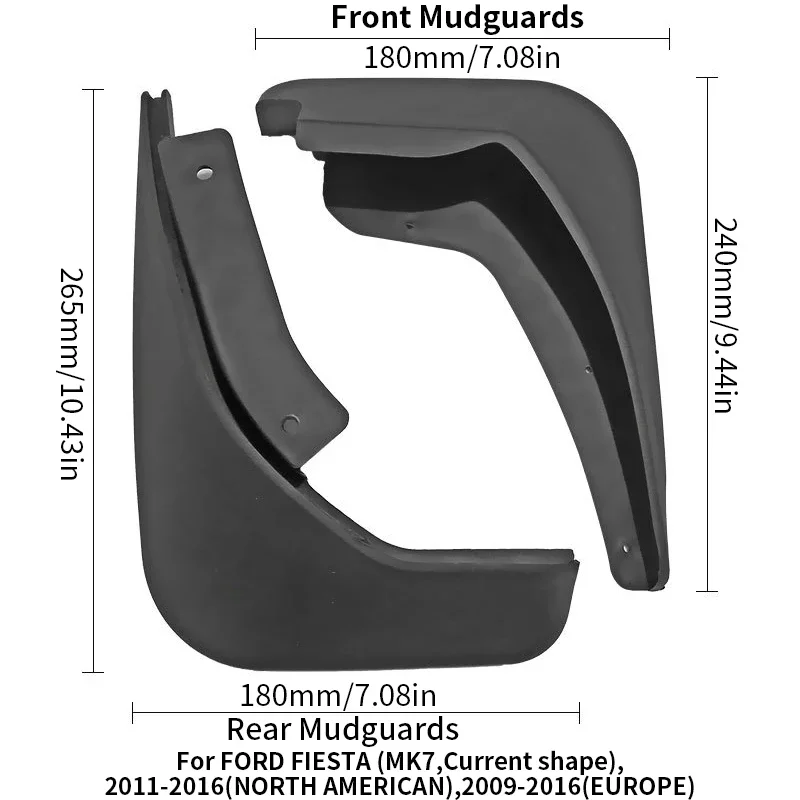 For Ford FIESTA Mk7 Mud Flap 2011 2012 2013 2014 2015 2016 Mudguards MudFlaps Front Rear Fenders Splash Guard Car Accessories