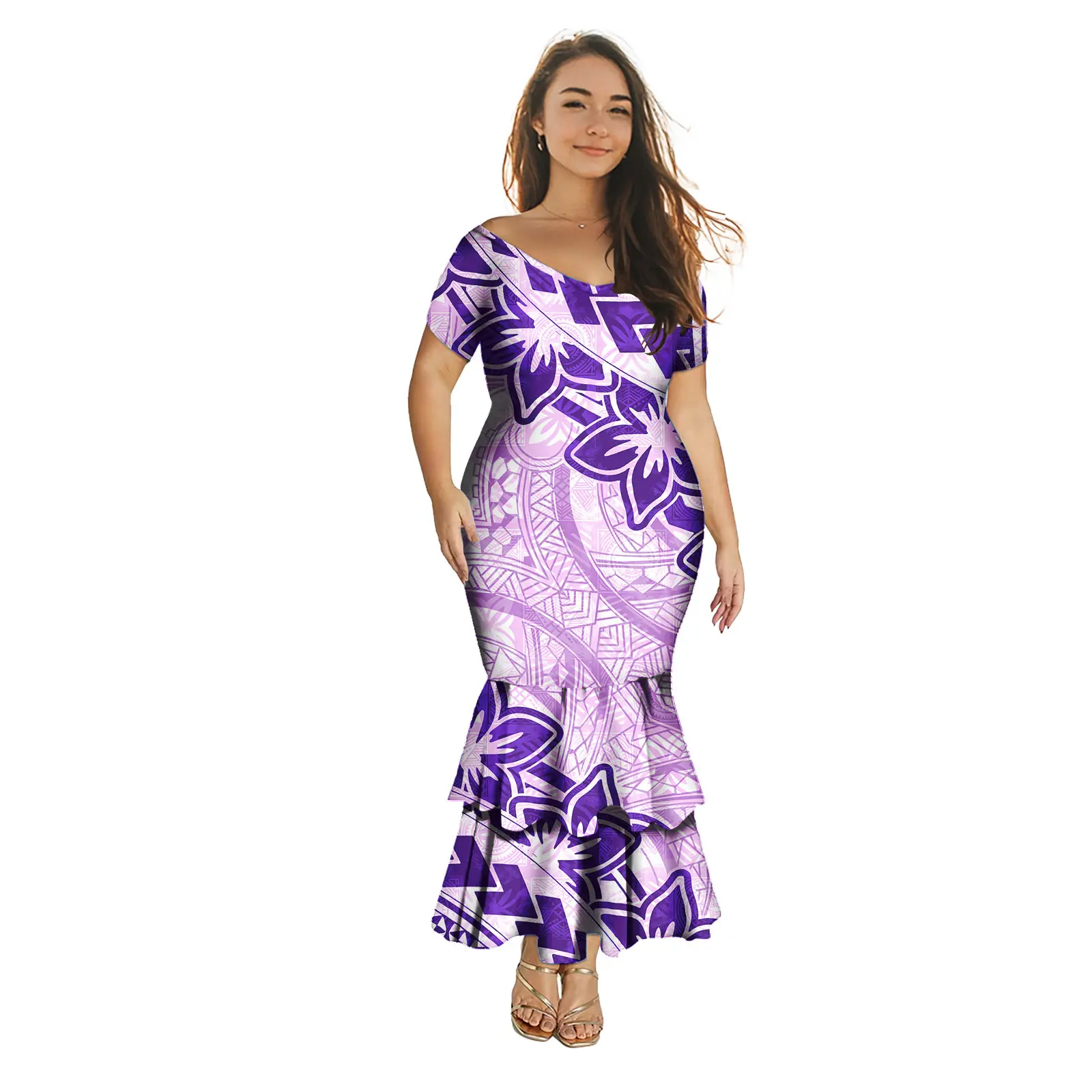 

Sexy Bodycon Puletasi Dresses for Ladies Polynesian Puletasi Dress Tradition Samoan Print Custom Pattern Mermaid Dresses