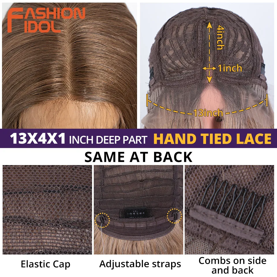 موضة المعبود 26 بوصة الجسم موجة 13*4*1 الدانتيل الباروكات للنساء مصبوغ الباروكات الاصطناعية مع شعر الطفل الباروكات أومبير براون الباروكات اليومية تأثيري