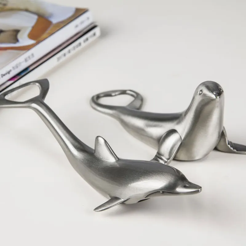 

European style creative multifunctional red wine and beer bottle opener sea lion dolphin metal bottle opener kitchen accessories